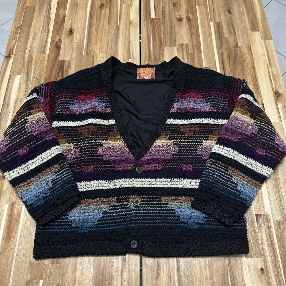 Vintage Native American Tradition Allen Wah Cardigan Sweater Womens L Lined USA